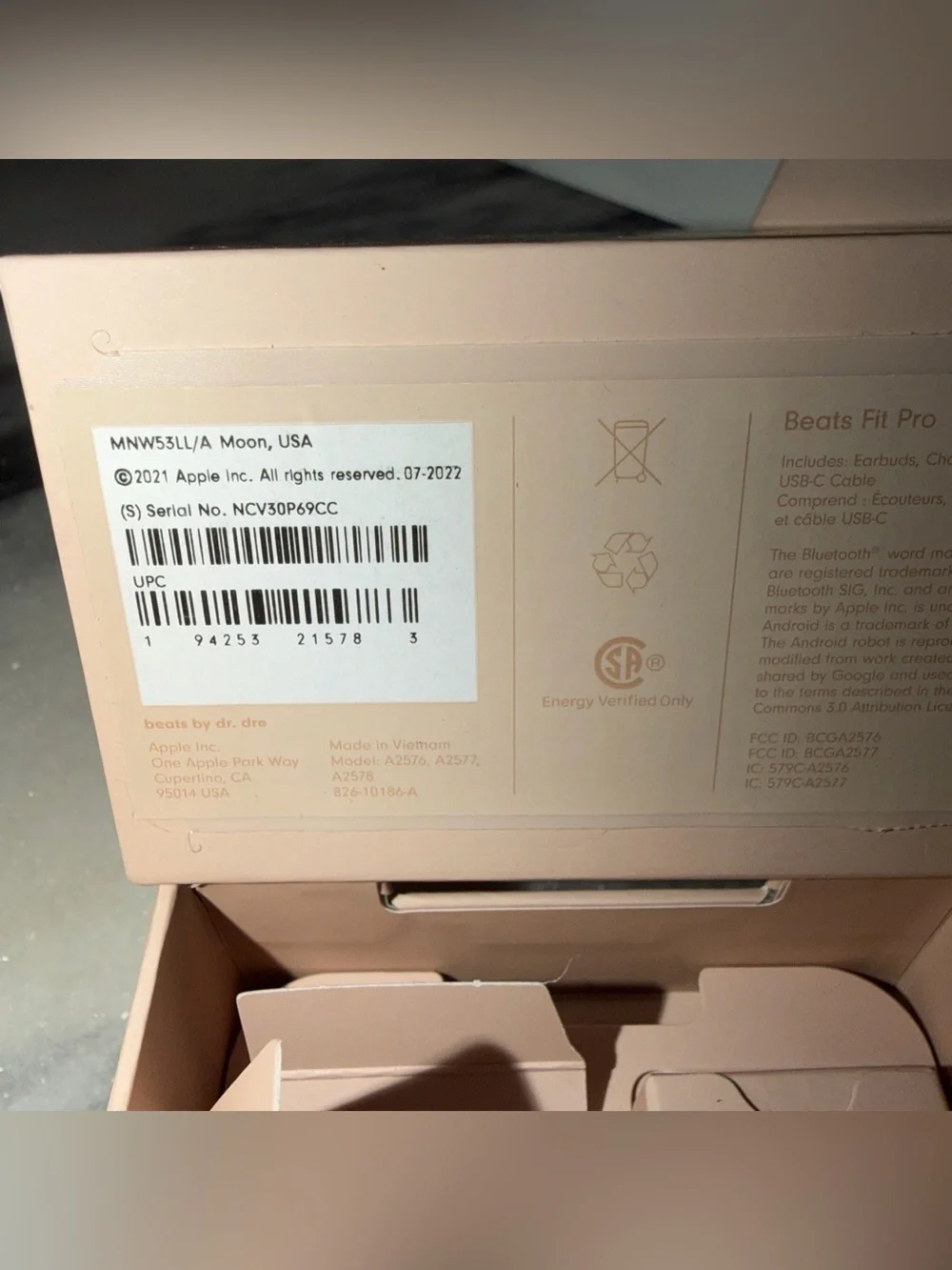 USED Beats Fit Pro x Kim Kardashian True Wireless NC Earbuds Moon MNW63LL/A